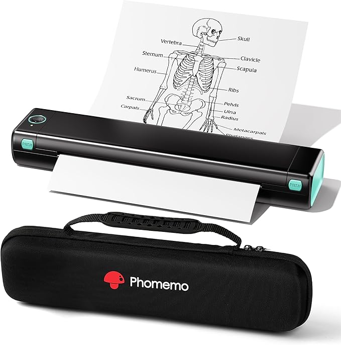 Phomemo Portable Printers Wireless for Travel - Bluetooth Thermal Printer Supports 8.5" X 11" Letter, Inkless Printer Compatible with Phone Laptop for Home Use Car School Office, Come with Carry Case