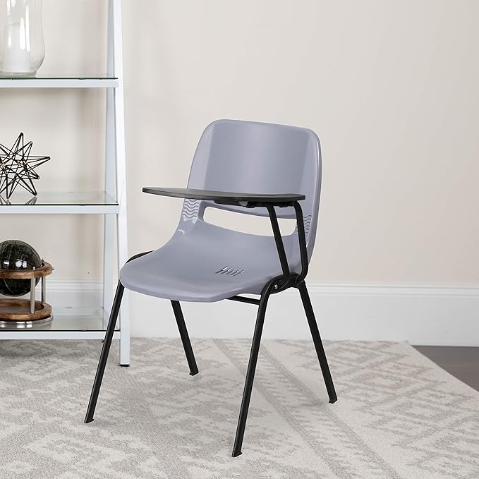 Flash Furniture HERCULES 5 Pack Gray Ergonomic Shell Chair with Left Handed Flip-Up Tablet Arm