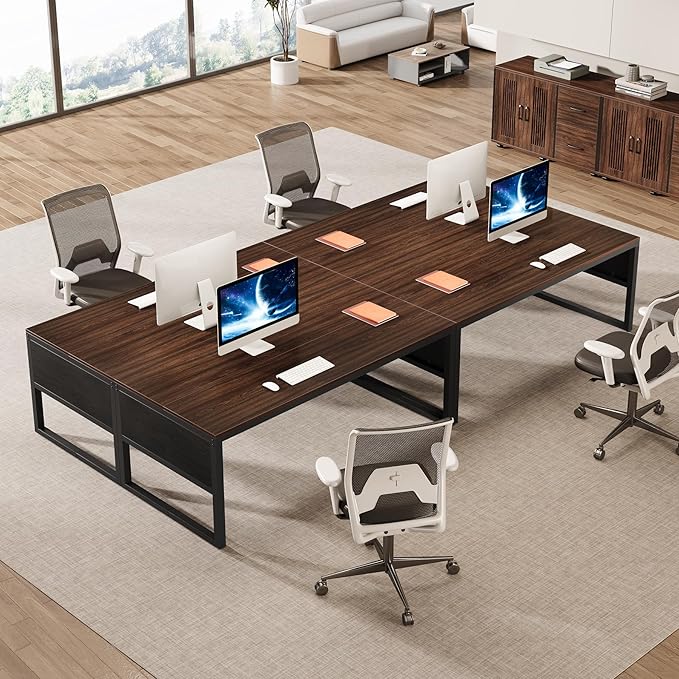 Tribesigns 63-Inch Executive Desk, Large Office Desk with Mobile File Cabinet, Modern L-Shaped Computer Desk Business Furniture with Door Storage Cabinet for Home Office, Dark Walnut & Black