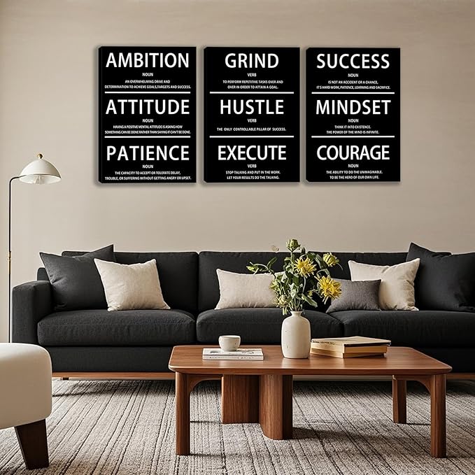 3 Panel Print Canvas Wall Art Motivational Office Wall Decor Painting Inspirational Posters Modern Inspiring Artwork for Home Living Room Bedroom Wall Decor Office Wall Art Ready to Hang - 72"Wx36"H