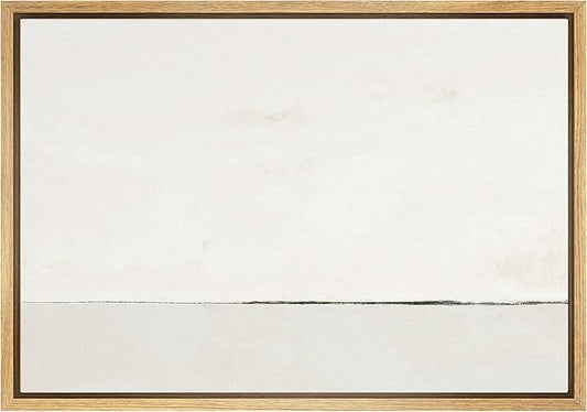SIGNWIN Framed Canvas Print Wall Art White Watercolor Pastel Landscape Abstract Shapes Illustrations Modern Art Decorative Contemporary Chic Minimal for Living Room, Bedroom, Office - 24"x36" Natural