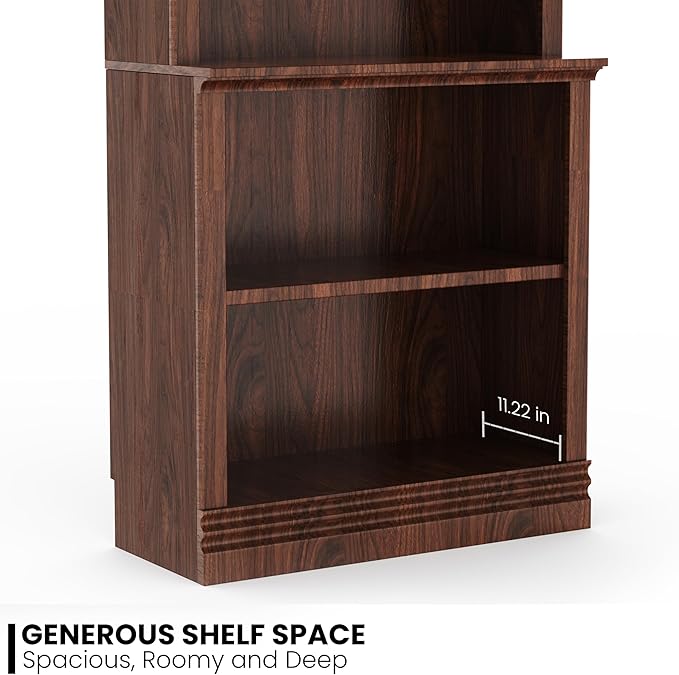72 in Tall Bookcase, Dark Cherry 31.3 in Wide Floor Standing Bookshelf, 5 Tier Large Floor Standing Display Storage Shelves with Adjustable Shelves for Living Room Hallway Home Office Bedroom