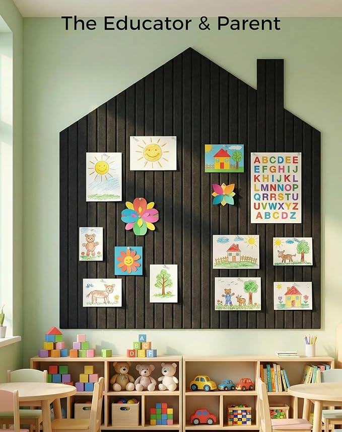 Aothia 12-Pack Large Felt Bulletin Board 48"x36", Modular Pin Board Tiles for Wall, Cork Board Alternative for Office & Classroom, Includes 70 Adhesive Tabs & 40 Pushpins, Black