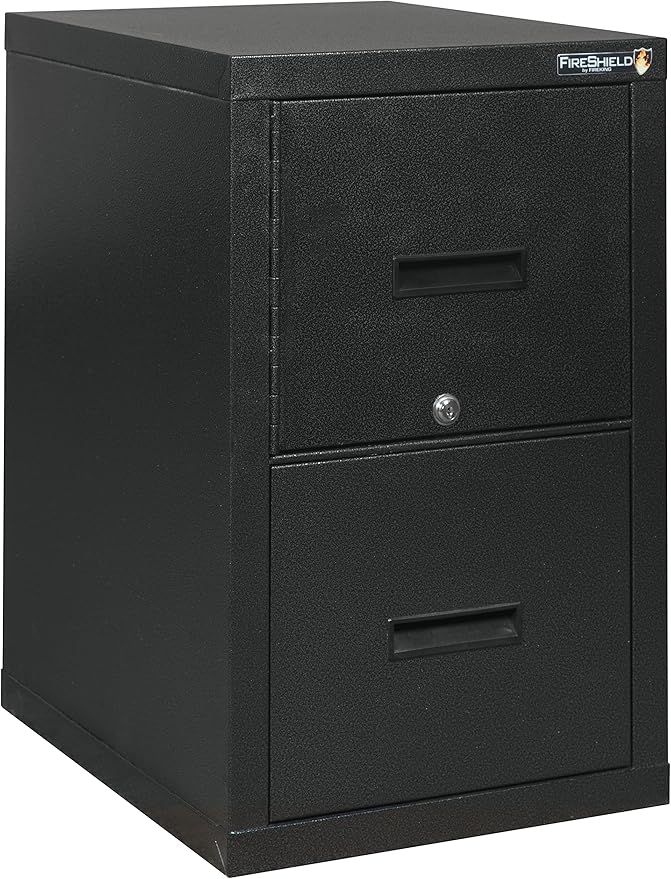 FireKing® FireShield 22" D Vertical 1-Drawer File Cabinet and Safe, Metal, Black Stone