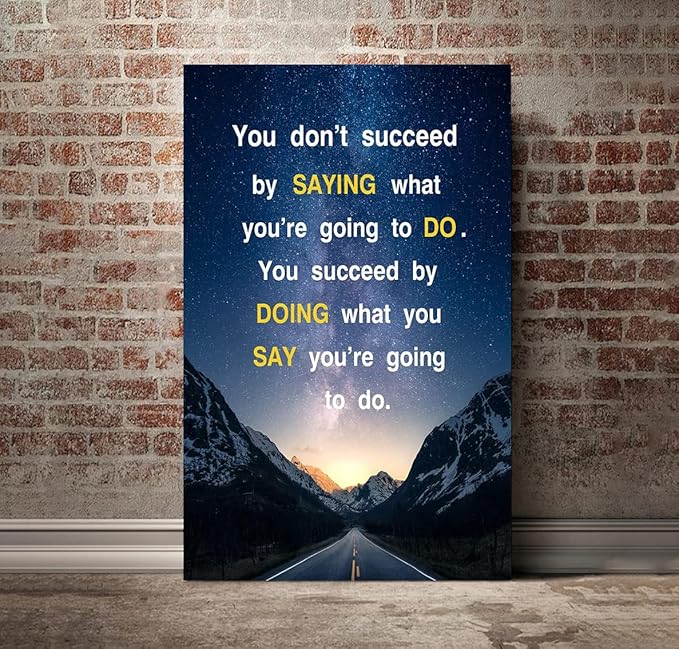Framed Office Decor Paintings Positive Inspirational Canvas Decoration Wall Pictures Inspirational Quotes Starry Sky Wall Art Ready to Hang-28 inch x 44 inch