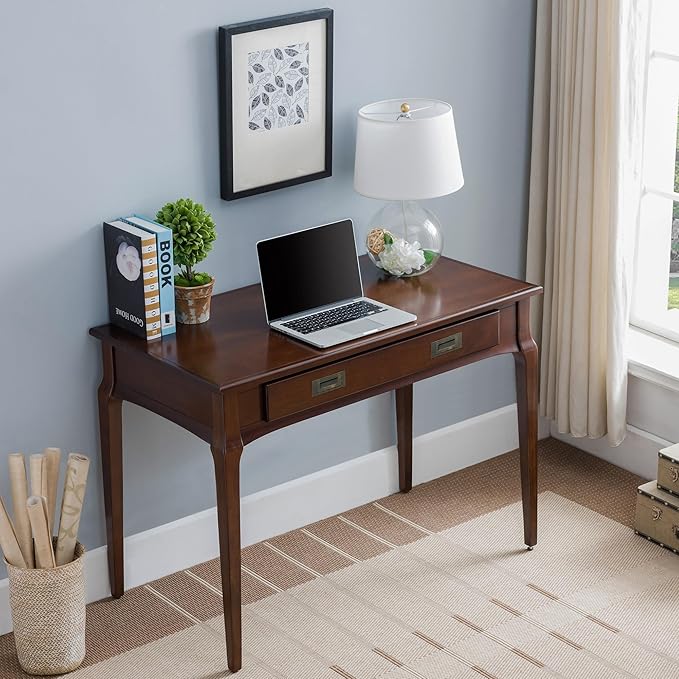 Leick Home Stratus Home Office Desk, Solid Wood, Drop-Front Keyboard Drawer, Easy Assembly, Writing Desk, Heartwood Cherry, 24.0 in. L x 42.0 in. W x 30.0 in. H, 22400