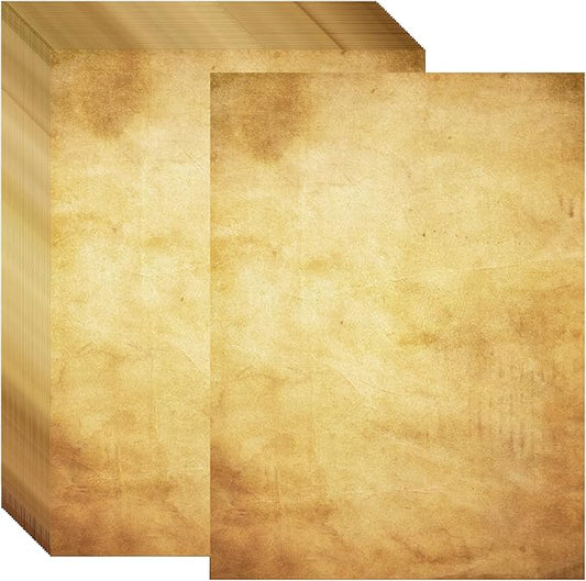 FUNCLASS Brown Printer Vintage Paper, Stationary Paper 50 Sheets, Letter Writing Stationery 210 x 285mm, Vintage Stationary for Invitations, Certificates, Diplomas, Awards, Resumes, Crafts