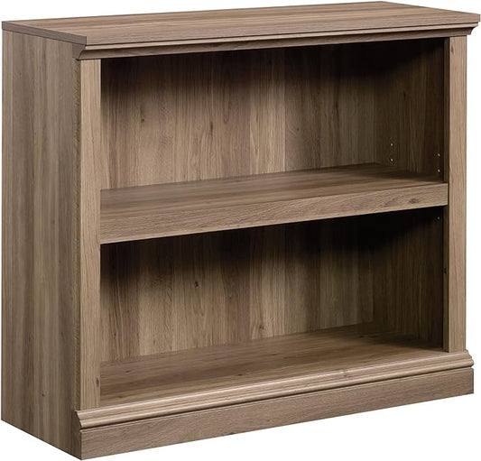 Sauder 2 Tier Book Shelf Wooden Bookcase Multipurpose Bookshelf for Home Office, Living Room, in Salt Oak