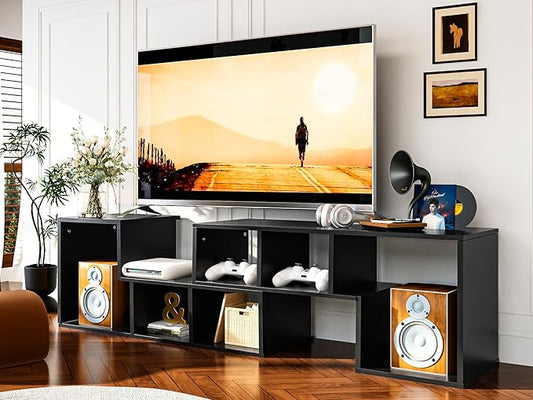 Recaceik Cube Bookshelf 2 Shelf Bookcase L-Shaped TV Console Stand Modern Entertainment Center with Open Storage Shelves for CDs/Movies/Books for Living Room, Bedroom, Home Office