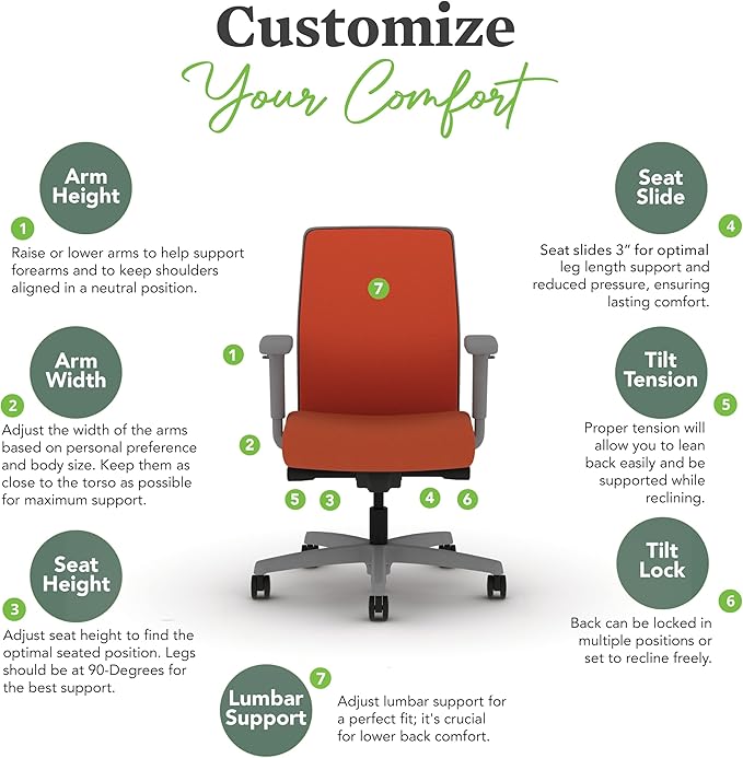 HON Ignition 2.0 Low Back Task Chair, Spectrum Mesh, Advanced Synchro-Tilt Control, Office Chair with Lumbar Support, Height and Width Adjustable Arms, Titanium Frame, Salamander