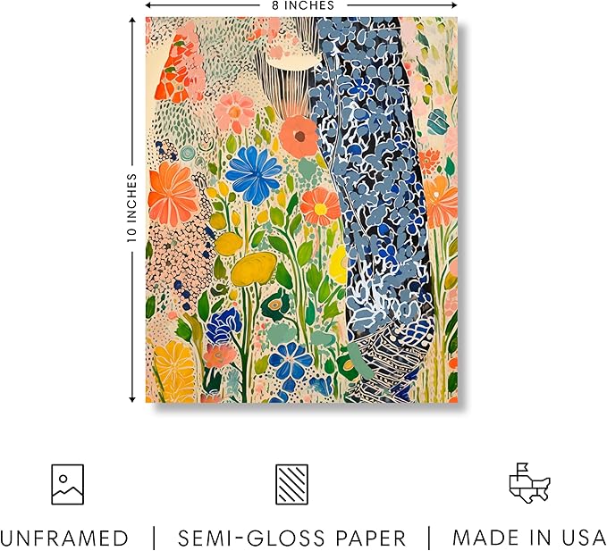 HAUS AND HUES Floral Art Wall Decor - Wildflowers Wall Art for Living Room, Floral Artwork for Bedroom Walls, Flower Painting for College Girls Dorm Room (Spring Florals, Unframed, 8x10)