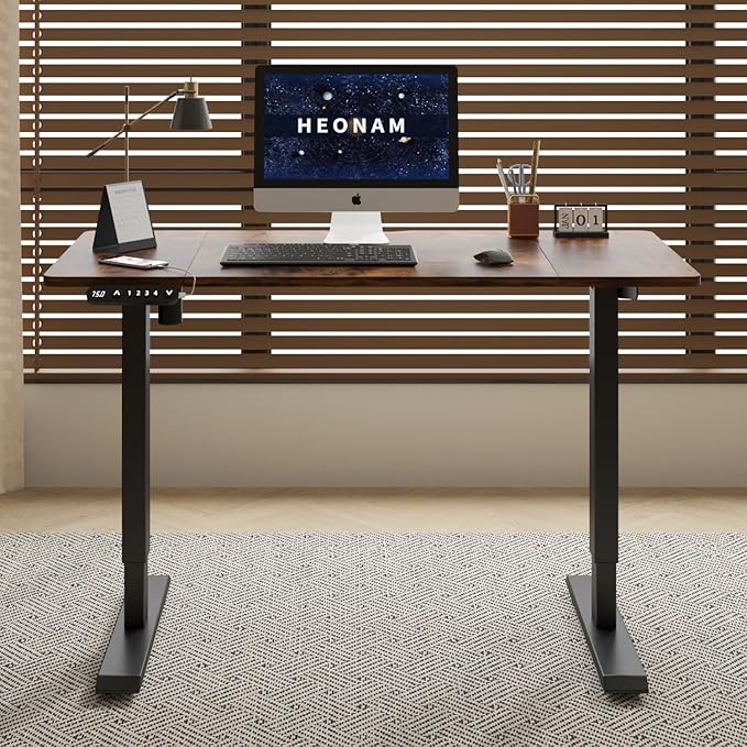 48 Inch Electric Standing Desk with USB Charging Port, Height Adjustable Sit Stand Desk with Memory Presets, Spacious Desktop and Sturdy Metal Frame for Home Office