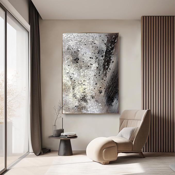BrightA Large hand-painted abstract wall art piece. Modern style texture relief decoration. Key wall decoration for the living room 51.2"x72.8"