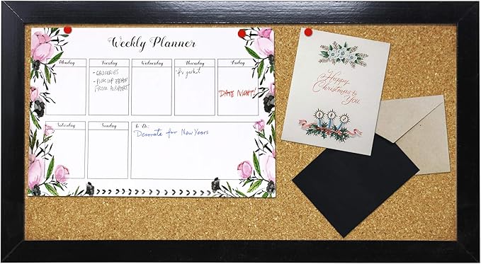 VViViD Cork Bulletin Board (Black Framed - 8.5" x 15")