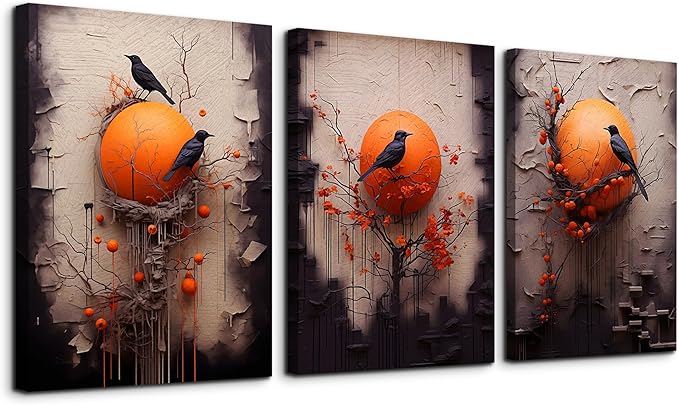 TTHYUEWS Wall Decor For Living Room Canvas Wall Art For Bedroom Fashion Modern Office Decorations Paintings Bird Abstract Wall Pictures Posters Inspirational Artwork Room Home Decor 3 Piece12 X16
