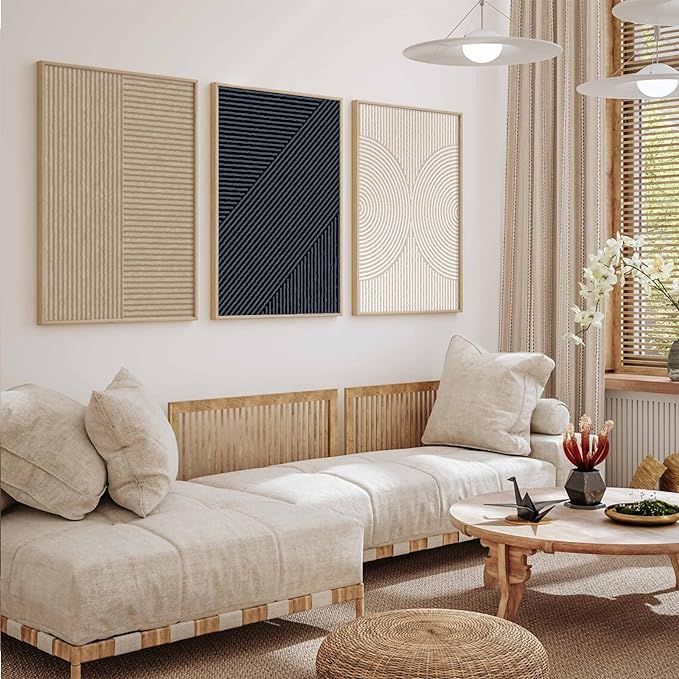 Modern Abstract Pictures Wall Art Boho Neutral Canvas Wall Art Minimalist Wall Decor Black Brown Artwork Abstract Modern Painting Prints for Living Room Bedroom 12x16 Inch Unframed Set of 3 (NO FRAME)