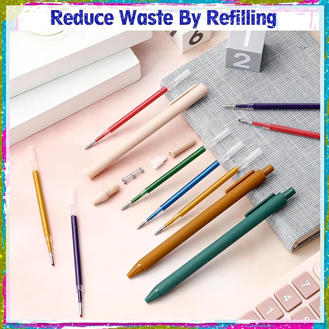 50 Pcs 1mm Retractable Ballpoint Pen Refills Bulk 4.92 Inch Replacement Ballpoint Ink Pen Refills Smooth Writing for Click Ball Point Pens School Office Supplies (Colored,Glitter)