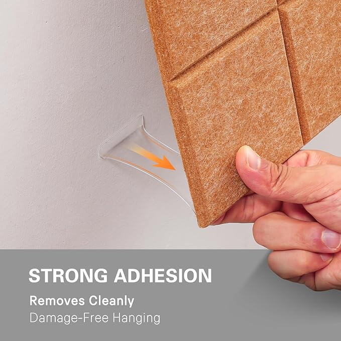 Large Cork Board, 12 Pack Felt Wall Tiles with Safe Removable Adhesive, Bulletin Board for Office, Pin Tack Corkboard for Quilting Design & Dart Wall Protector 48" x 36" - Goldenrod