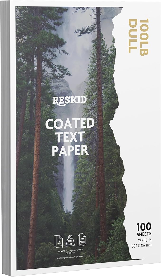 Double-Sided 100lb Matte Text Digital C2S Paper – Perfect for Color Laser Printing, Design Proposals, Flyers, Brochures | 12 x 18 | 100lb Dull Text | Matte Coated | 100 Sheets (100lb Dull, 12x18)