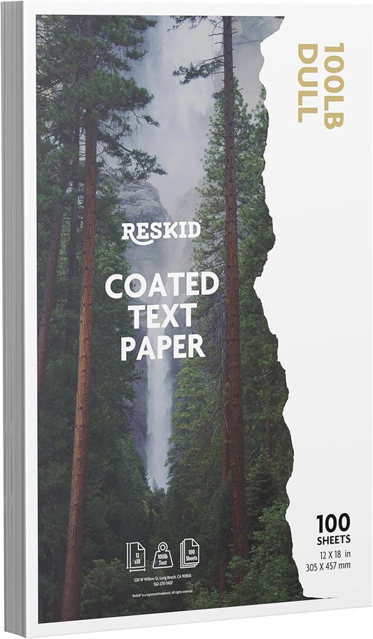 Double-Sided 100lb Matte Text Digital C2S Paper – Perfect for Color Laser Printing, Design Proposals, Flyers, Brochures | 12 x 18 | 100lb Dull Text | Matte Coated | 100 Sheets (100lb Dull, 12x18)