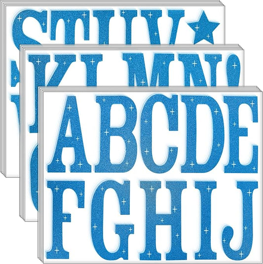Glitter Bulletin Board Letters 155 Pieces 4 Inch Letter Stickers for Poster Board Stick on Letters for Bulletin Board Display Home School Classroom Decor(Blue)