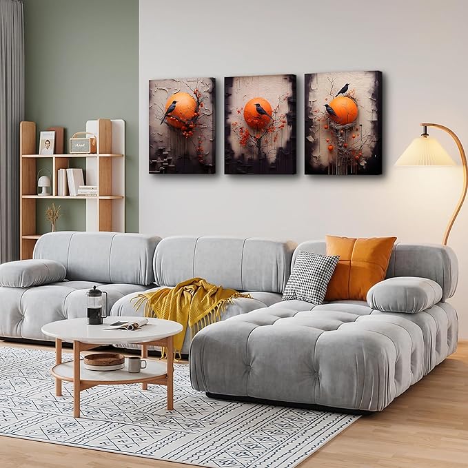 TTHYUEWS Wall Decor For Living Room Canvas Wall Art For Bedroom Fashion Modern Office Decorations Paintings Bird Abstract Wall Pictures Posters Inspirational Artwork Room Home Decor 3 Piece12 X16