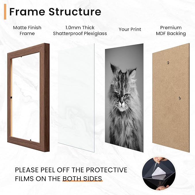 15 Pack Picture Frames Collage Wall Decor, Gallery Frame Set for Wall Mounting or Tabletop Display, Multi Sizes Including 3pcs 8x10, 6pcs 5x7, 6pcs 4x6, Walnut