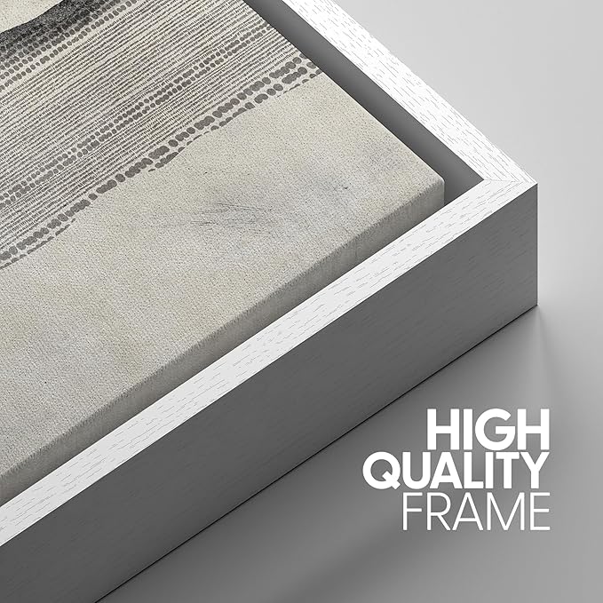 SIGNWIN Framed Canvas Print Wall Art Set Grunge Geometric Line Landscape Abstract Shapes Cozy Neutral Modern Art Decorative Boho Relax/Zen Nordic for Living Room, Bedroom, Office - 16"x24"x3 White