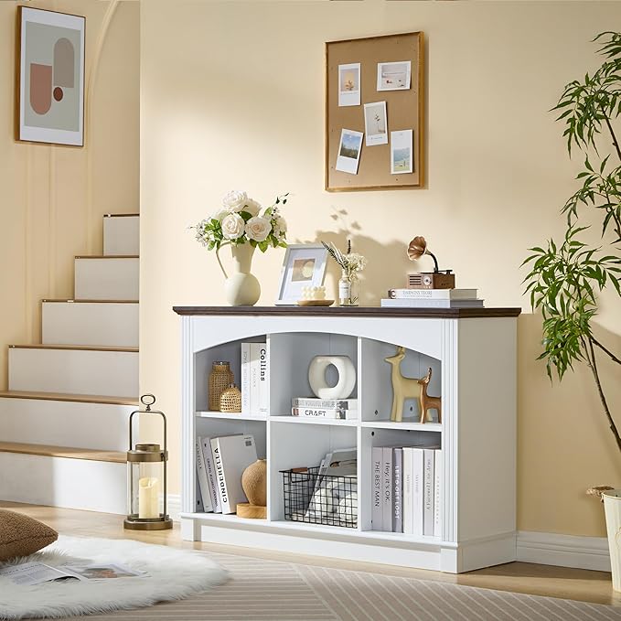 LIDYUK White Bookshelf, 6-Cube Bookcase and Kids Bookshelf, Wooden Storage Cabinet with Cube Organizer, Modern Book Shelf Furniture, Living Room, Office Storage, Toy Organizer, Display Cabinet