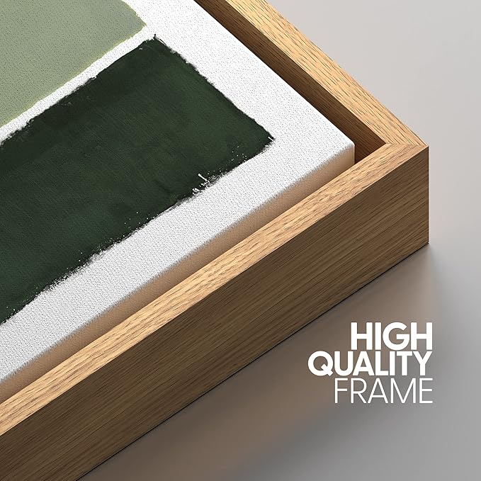 IDEA4WALL Framed Canvas Print Wall Art Forest Green Rothko Geometric Color Blocks Abstract Shapes Illustrations Modern Art Decorative Contemporary for Living Room, Bedroom, Office - 24"x36" Natural