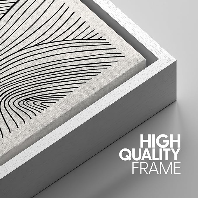 SIGNWIN Framed Canvas Print Wall Art Set Black Pastel Geometric Landscape Abstract Shapes Cozy Neutral Modern Art Decorative Boho Relax/Zen Nordic for Living Room, Bedroom, Office - 16"x24"x3 White