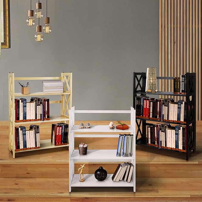 Casual Home Montego 3-Shelf White fold bookcase, 27.5" Wide