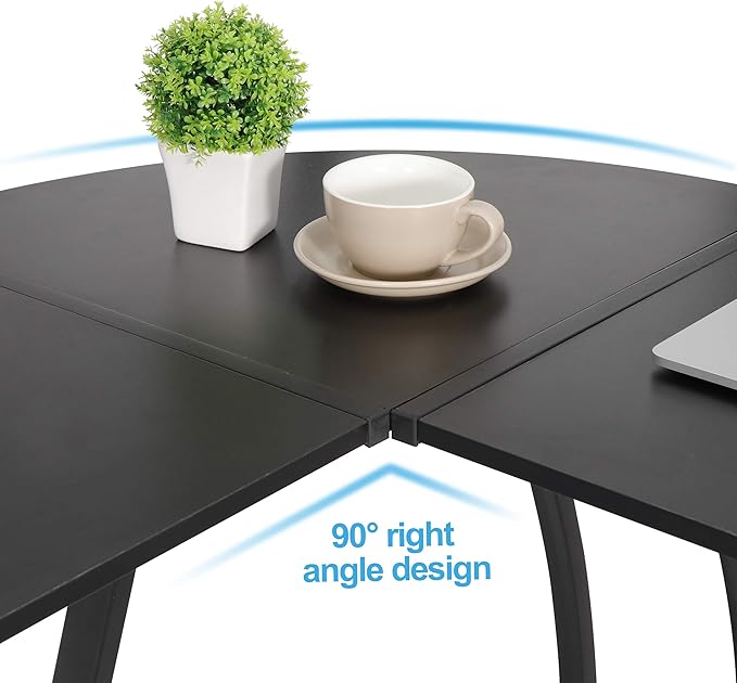 Super Deal L-Shaped Corner Desk Computer Gaming Desk - 58 Inch Modern Home PC Table Office Writing Workstation, Black