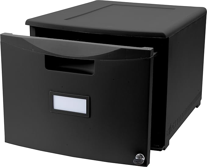 Storex Plastic 1-Drawer Mobile File Cabinet, Letter/Legal, Black (61265A01C)