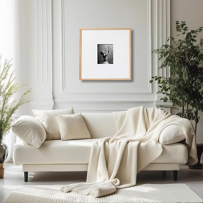 artisane home goods 25x25 Frame – Large White Oak Gallery Picture Frame With Mat for Wall, 25x25 Picture Frame for Gallery Walls, Oversized Square Frame, Matted to 8x10, 5x7 & 4x6