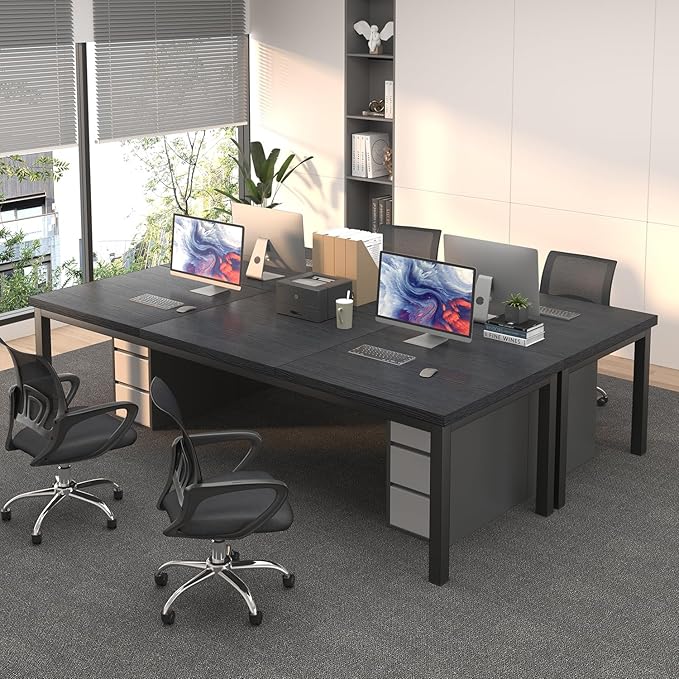 78.7 Inch Large Computer Desk, Modern Office Desk with Deep Desktop, Spacious Gaming Desk for 2 People, Study Writing Workstation for Home Office, Work from Home, Easy Assembly, Black