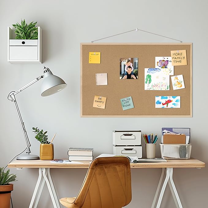 Cork Board 2Pack,36x24 Bulletin Board for Office with Pin Oak Wood Boards, Message Board or Vision Board.