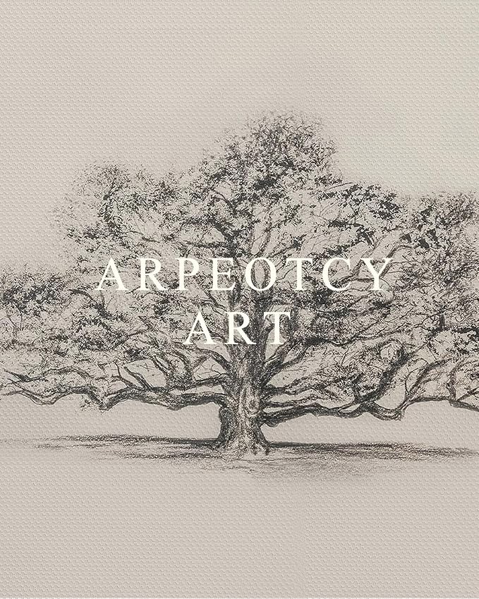 ARPEOTCY Framed Canvas Wall Art, Vintage Wall Decor, Retro Sketch Tree of Life Pictures for Bedroom Bathroom Living Room, Rustic Cottagecore Farmhouse Black White Neutral Decorations, 8x10 inch
