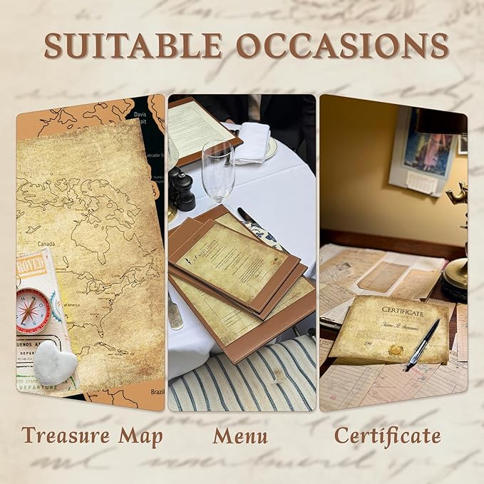 Goefun Vintage Stationery Paper, Parchment Printer Paper 8.5 x 11, 100 Sheets Aged Stationery for Letter Writing, Certificates, Diplomas, Resumes, Crafts（100 GSM）
