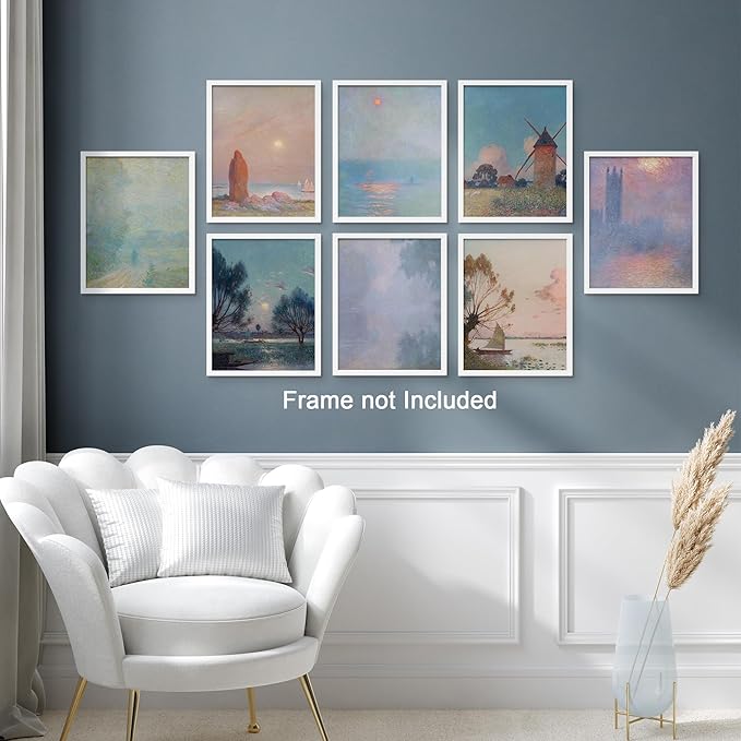 SIGNWIN Poster Wall Art Set of Vintage Landscape Watercolor Nature Landscape, Rustic Framhouse Decor for Living Room, Bedroom, Office - 11"x14"x 8