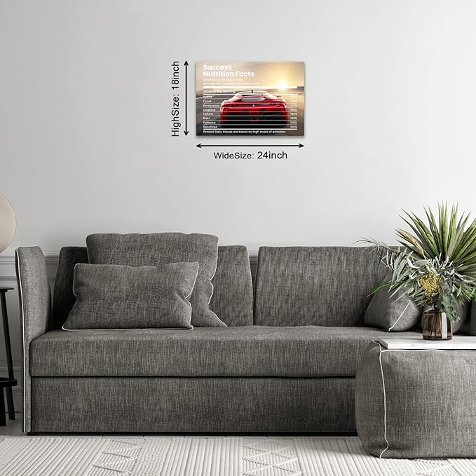 BWSPACE Inspirational Quotes Canvas Wall Art Success Nutrition Facts Wall Art Decor For Office Living Room Modern Artwork Framed Ready To Hang