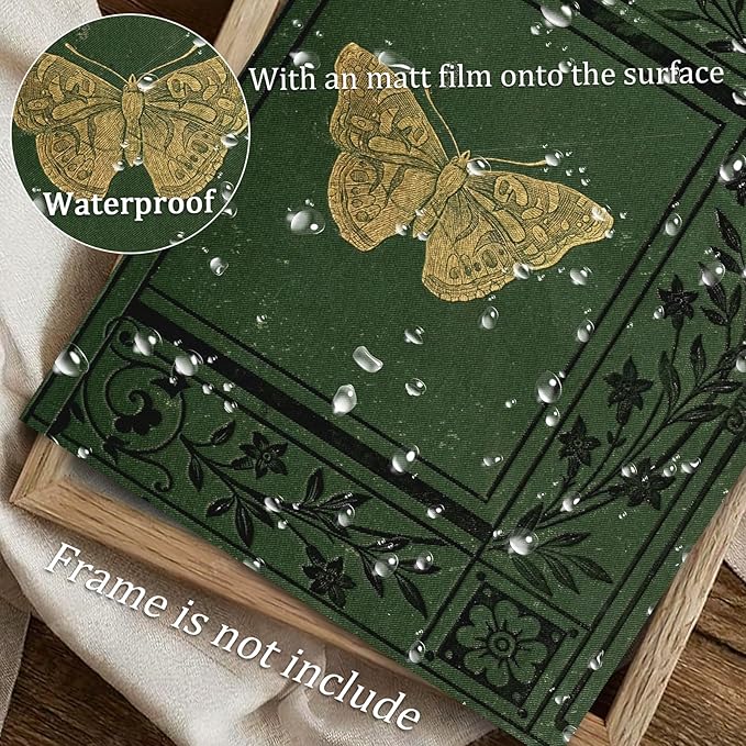 uniro Vintage Butterfly Posters Wall Art Beautiful Butterfly Wall Art Decor Emerald Green Old Bookcover Art Print Canvas Print Posters Art Minimalist Multicolor Cool for Living Room, Bedroom, Office(8" x 10"-UNFRAMED)