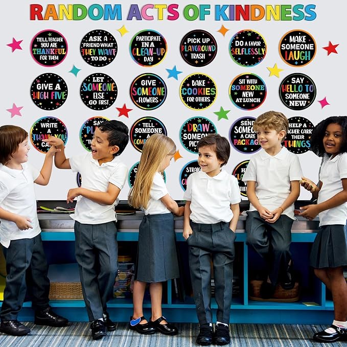 Random Acts of Kindness Bulletin Board Set Colorful Classroom Bulletin Board Decorations Kindness Challenge Cards Cutouts Classroom Decor for Elementary Back to School Teacher Decor Wall Door