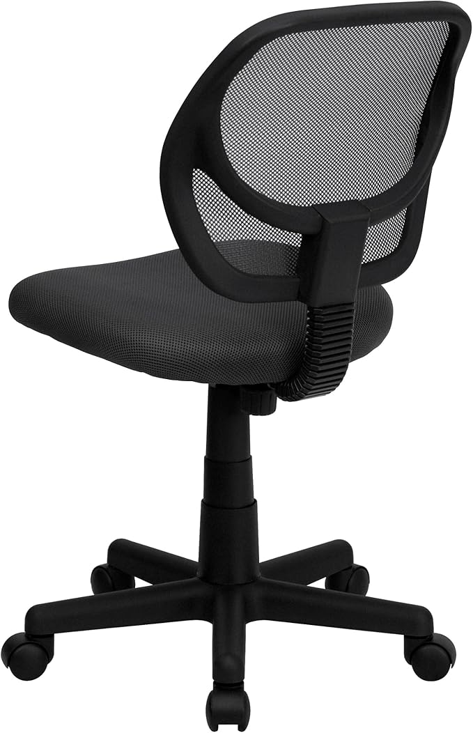 Flash Furniture Neri Low Back Gray Mesh Swivel Task Office Chair with Curved Square Back