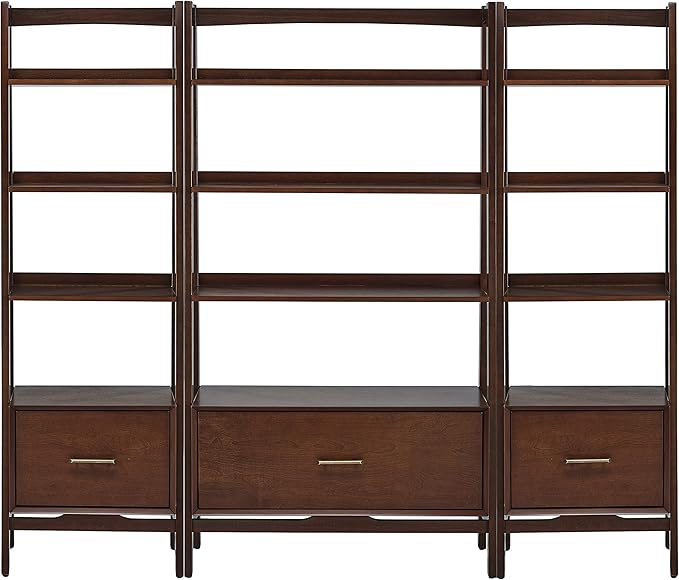 Crosley Furniture Landon 3-Piece Bookshelf Etagere Set, Bookcase with Shelves and File Drawers, Mahogany
