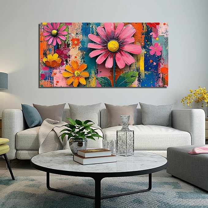 Colorful Flower Pictures Wall Art for Bedroom Home Office Decor for Women Large Prints Wall Art for Apartment Size 29 x 58 Inch