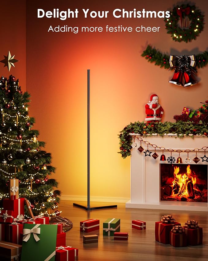 LED Corner Lamp, 65" RGB Corner Floor Lamp with 16 Million DIY Colors, 216 Dynamic Light Effects and Music Sync - App and Remote Control LED Lamp for Bedroom, Living Room, Gaming Room
