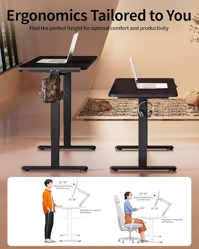 BIZUM Electric Standing Desk 60 x 24 Inch Computer Desk-Gaming Desk Black Home Office Desks Height Adjustable Memory Stand Up Computer Workstation