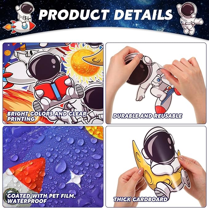 Pajean Space Bulletin Board Outer Space Classroom Decorations Blast into a Learning Adventure Cutouts for Back to School First Day Window Door Wall Elementary Preschool Teacher Supplies