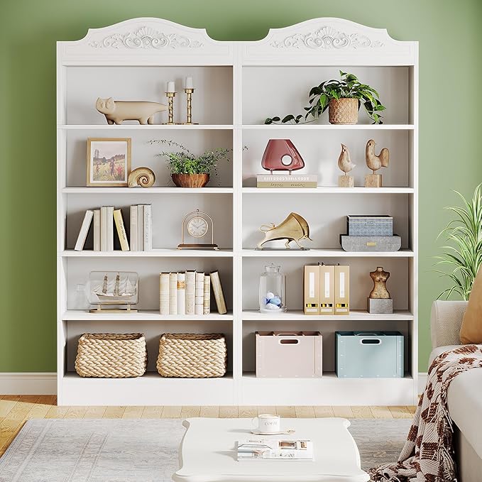Tribesigns 73 Inch Modern White 5 Tier Bookshelves Bookcases, 5-Shelf Library Bookcase with Shelves, Freestanding Etagere Shelving Unit for Living Room/Home (1)